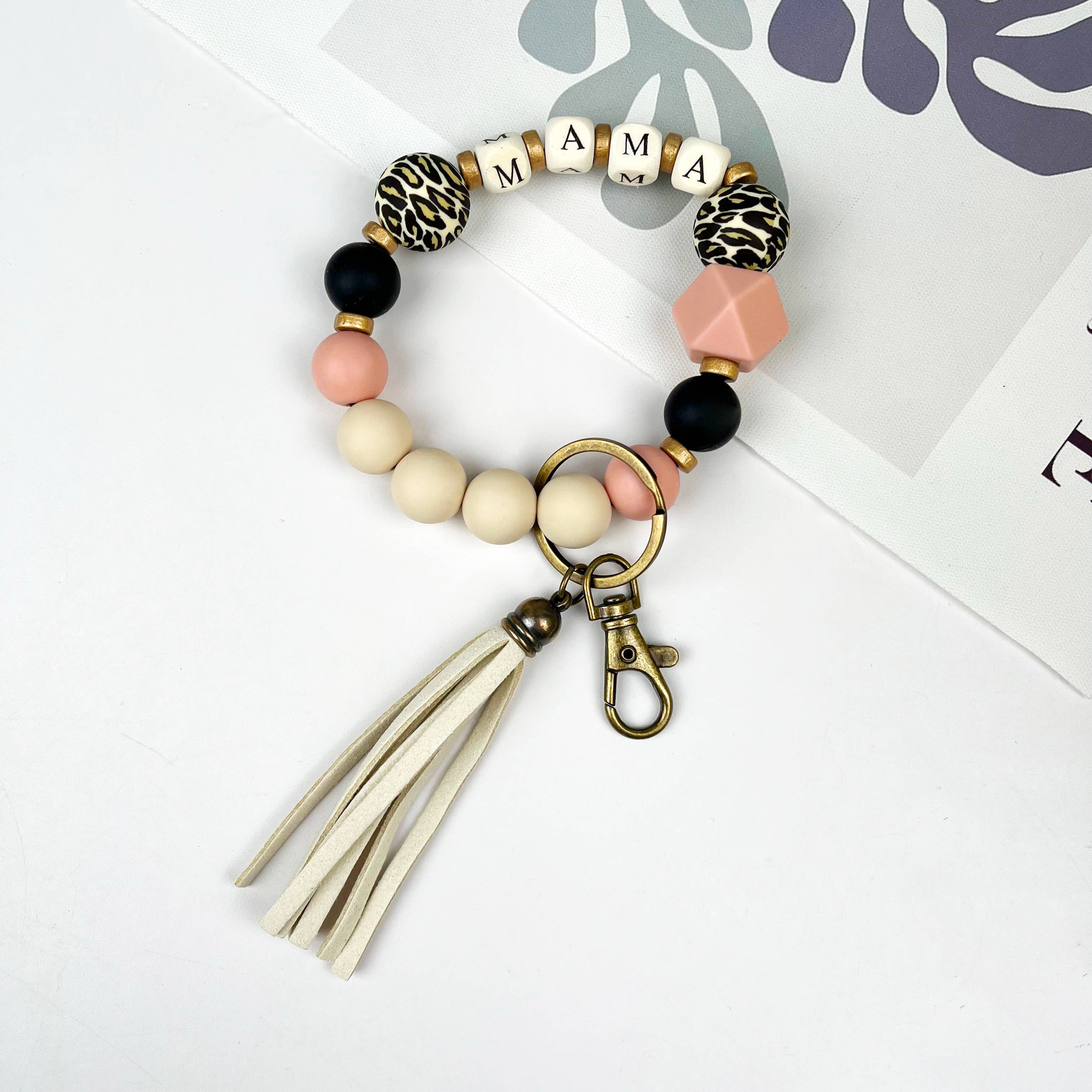 SoapElenGlen - Wholesale Keychain Bracelet - Silicone Bead Tassel Bracelet Keychain Set MAMA1