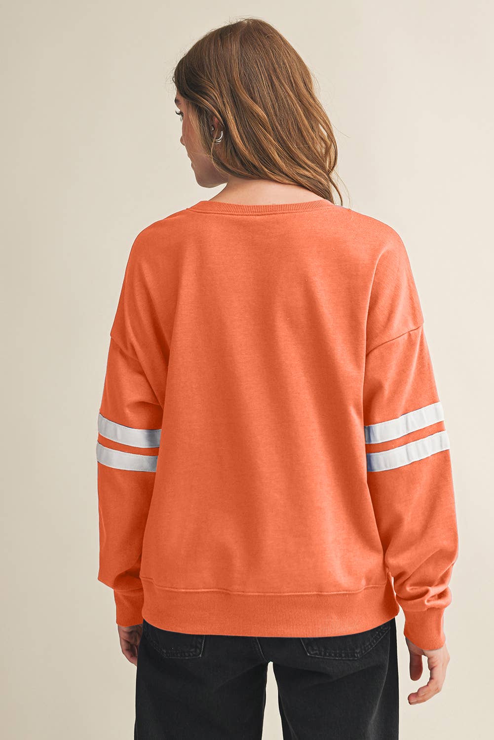 Aapparella - Wholesale Shirt - Women's - Striped Detail Drop Shoulder Oversized Sweatshirt | S-XL2