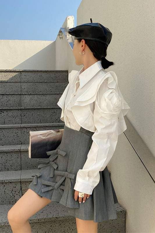 Fashion Combination - Wholesale Button Down Shirt - Women's - ruffles blouse shirt2