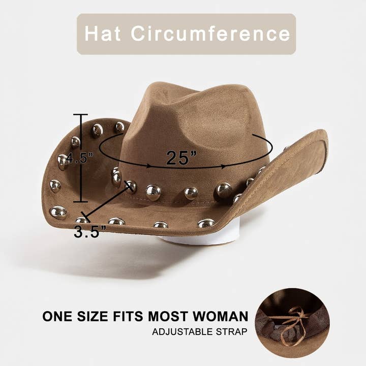 Collections by Fame Accessories - Wholesale Fedora - Women's - Western Ball Studded Trim Cowboy Hat5
