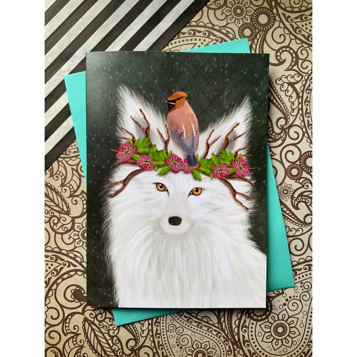 Grußkarte „A Winters Tale“, Arctic Fox für den Großhandel von Crimson Finch