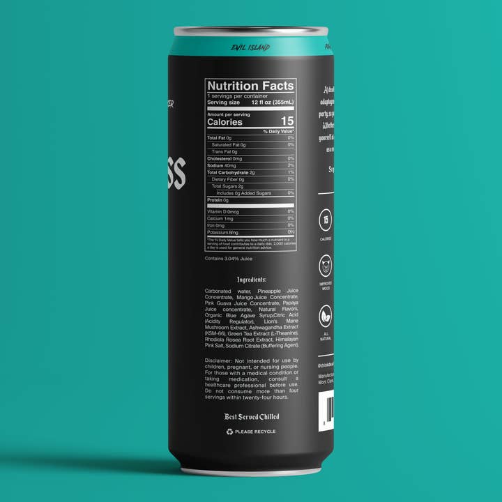 Deadless - Adaptogenic Elixir - Wholesale Non-Alcoholic Aperitif/Mocktail - Evil Island Sparkling Adaptogen + Nootropic Elixir 4-pack6