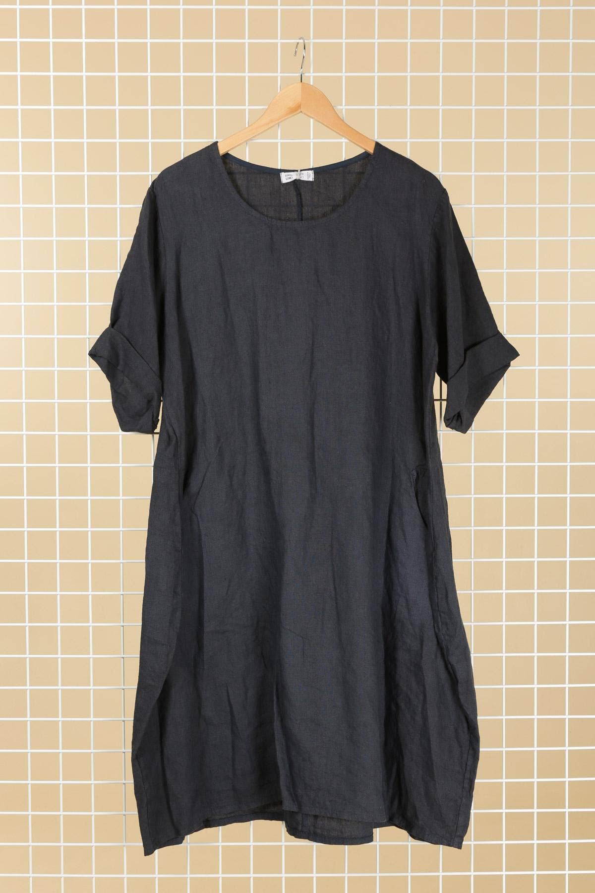 la maison des fibres naturelles - Wholesale Dress - Women's - Round neck dress in 100% linen 67613