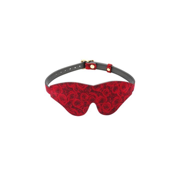 Liebe Seele - Wholesale Sex Toy - Kinbaku Ukiyoe Luxury Red Rosy Lamb Suede Leather Blindfold