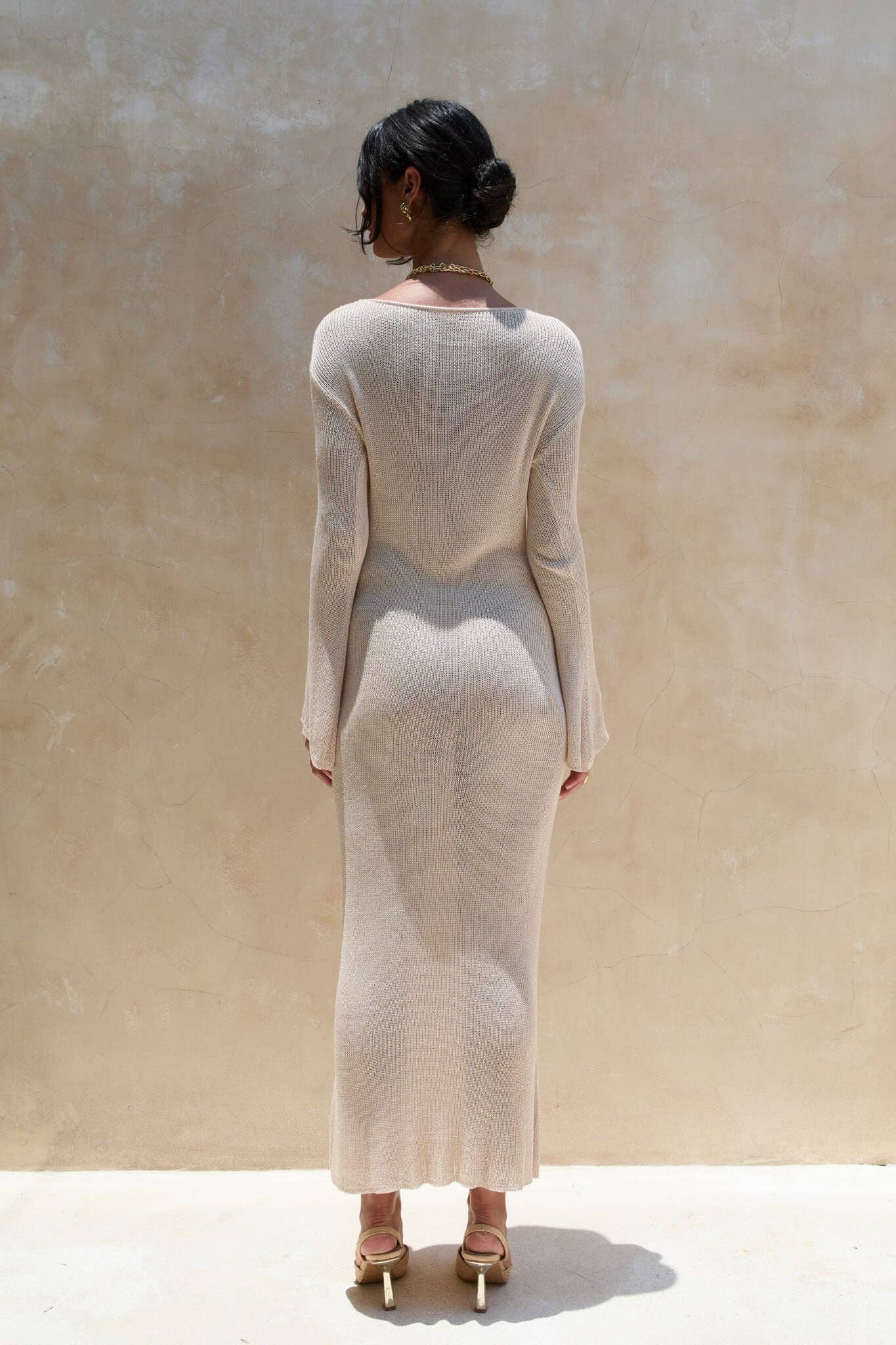 Odin Knit Long Dress Beige for wholesale on Faire3