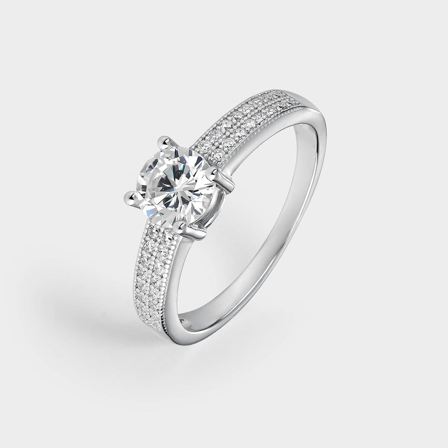 Itemporality - Wholesale Engagement Ring - Pavé silver solitaire ring with zircons1
