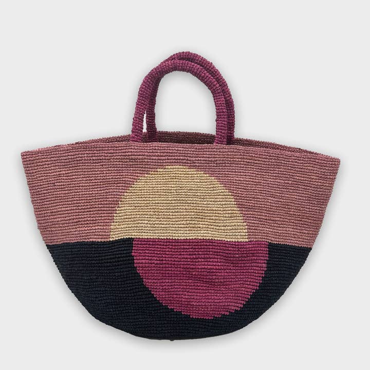 Kapity Bloc SS23 - Sac à bandoulière en raphia illustré pour la vente par SANS-ARCIDET PARIS