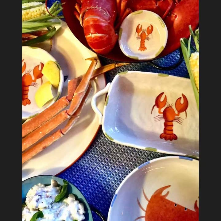 ChagoArt - Wholesale Decorative Plate/Dish/Bowl - Ceramic Bowl with Hand-painted Lobster-Serving Bowl-8″3