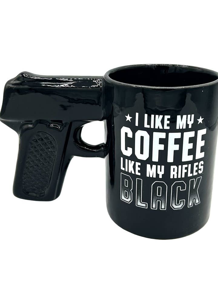 J'aime mon café comme mes fusils, noir, buveur d'arme de poing. pour la vente par Shield Republic