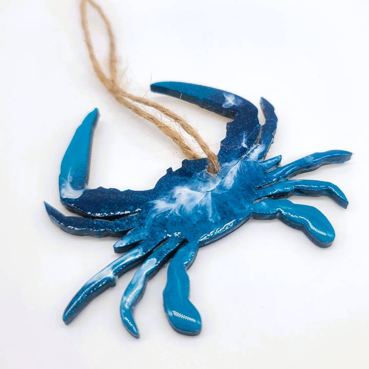 JEMS of the Sea - Wholesale Ornament - Blue Crab Christmas Ornament - Handmade Resin & Wood2