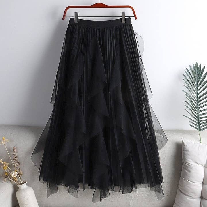 ShieldChic - Wholesale Skirt - Women's - Irregular Slim A-Line Mesh Skirt4
