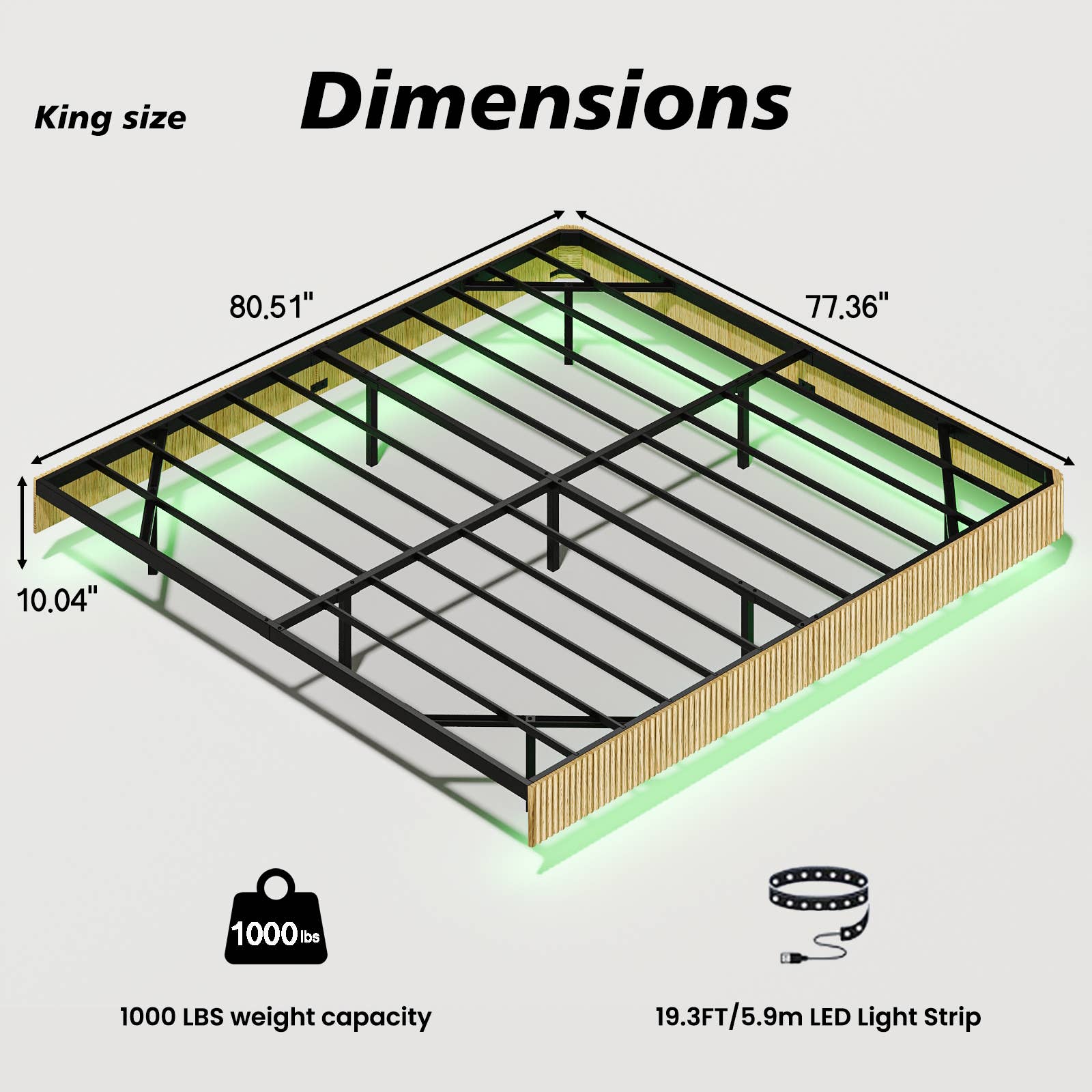 39F Inc. - Wholesale Bed - Floating Bed Frame with LED Lights  2 Sizes and 2 colors18