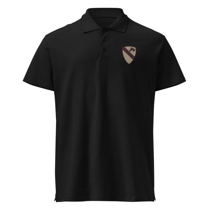 Premium pique polo shirt SSI - 1st Cavalry Division - Subdued Desert X 300 for wholesale by MIP