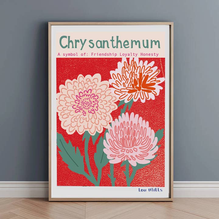 Print A4 - Chrysanthemum - Positive Words for wholesale by Lou Mills