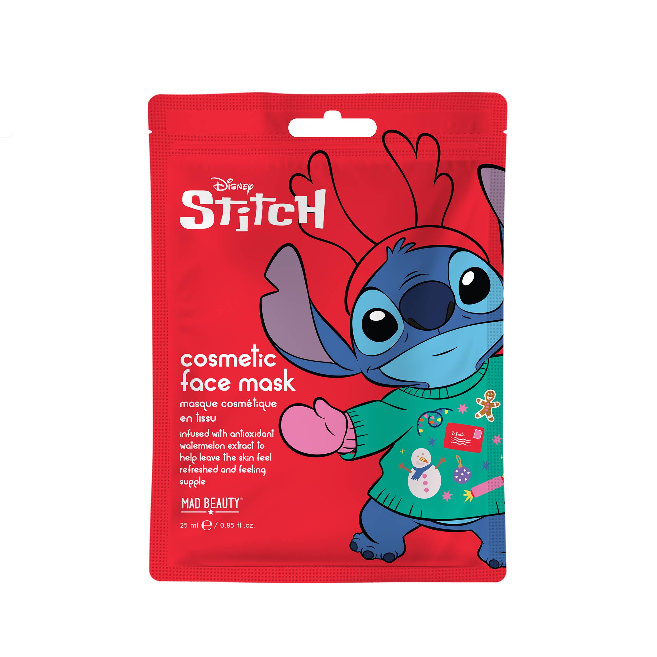 Mad Beauty USA LLC - Wholesale Skincare Face Mask - Mad Beauty Disney Stitch At Christmas Sheet Mask