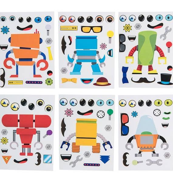 ROBOT CHARACTER STICKER SET LLB Sticker for wholesale by La Luna Bella - Toys