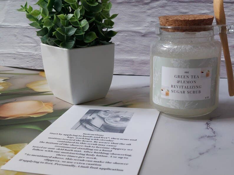 Simplybyelegance - Wholesale Body Scrub/Exfoliant - Handmade Green Tea Lemon Sugar Scrub, Exfoliating Body Scrub (8oz)4