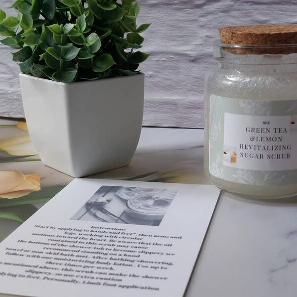 Simplybyelegance - Wholesale Body Scrub/Exfoliant - Handmade Green Tea Lemon Sugar Scrub, Exfoliating Body Scrub (8oz)4
