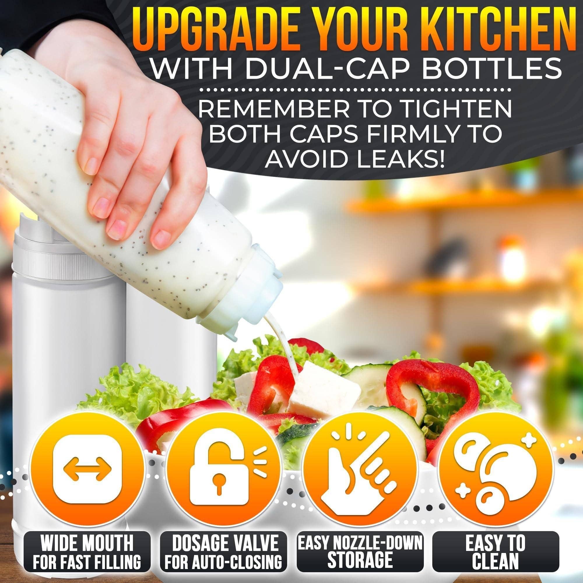 Naomi's Happy Place Shop - Wholesale Ketchup - Set of 6 Condiment Squeeze Bottles for Sauces 16 oz Self Closing Valve Easy to Fill Clear Design Ready to Dispense for Dressings Condiments and Sauces Durable and Convenient3