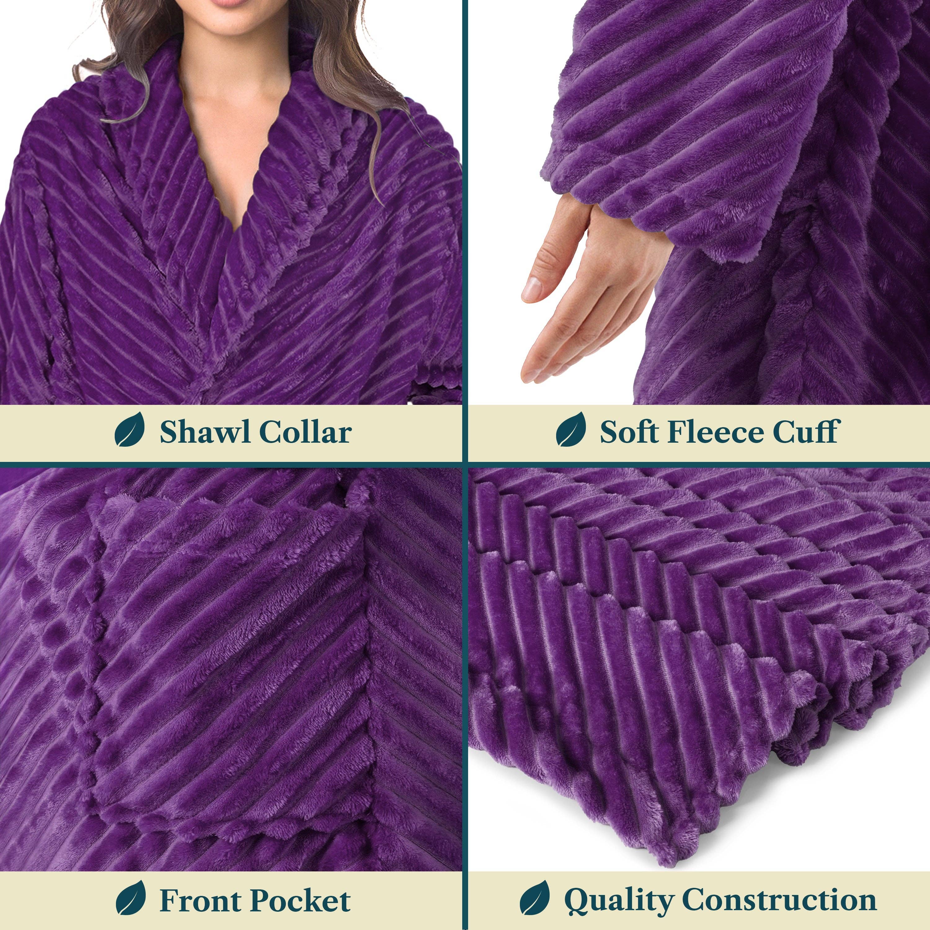 Pavilia - Wholesale Robe - Women's - Women's Ribbed Fleece Robe11