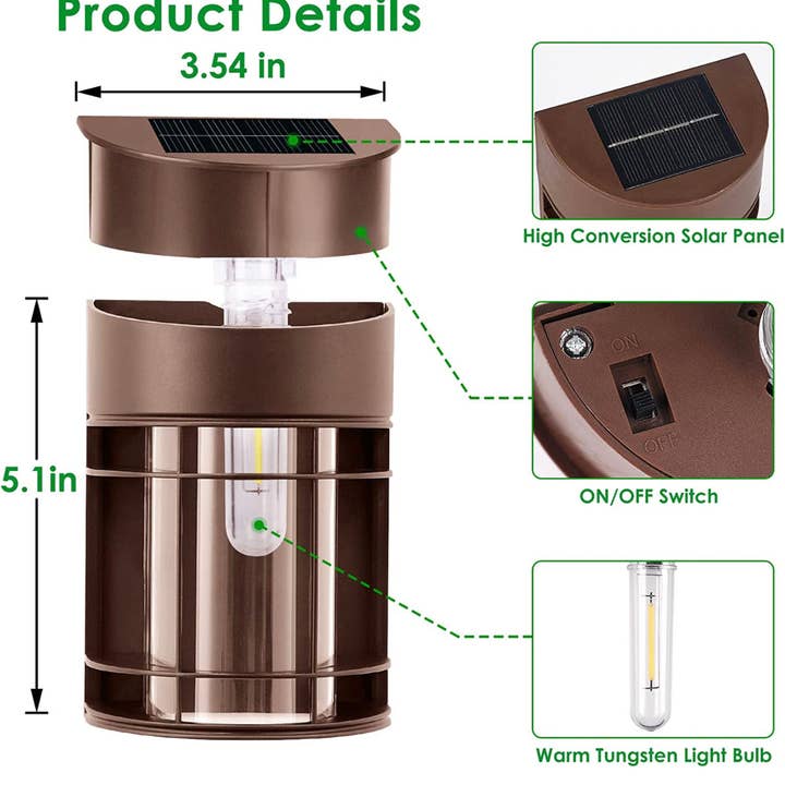 OutdoorSolarOutlet - Wholesale Outdoor/lawn light - SmartYard Solar Fence Lights Outdoor, Deck Lights LED Tungsten Filament Bulb Vintage Style 8-Pack1