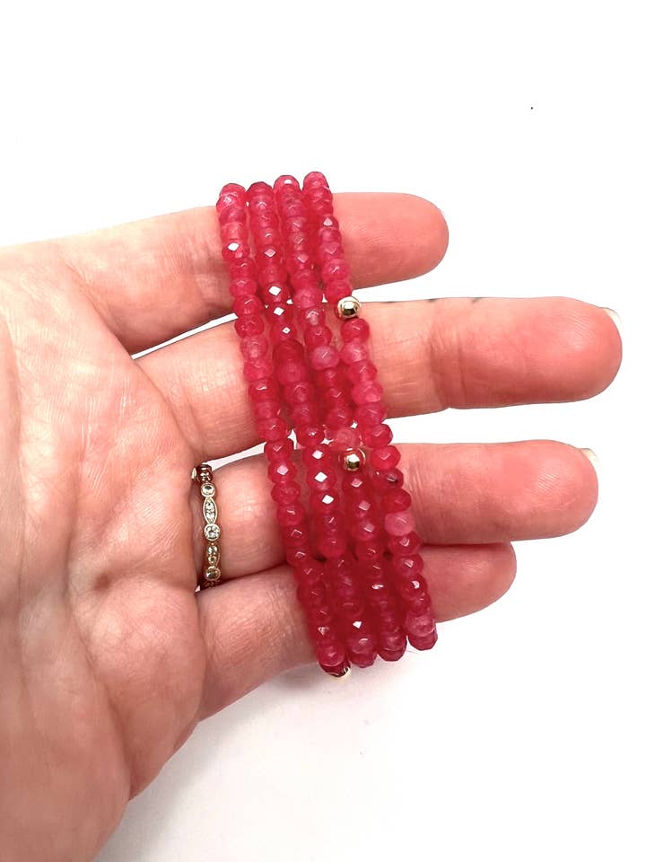 Edelstein-Mini-Armband Wassermelonen-Jade für den Großhandel von Stephanie Leigh Jewelry