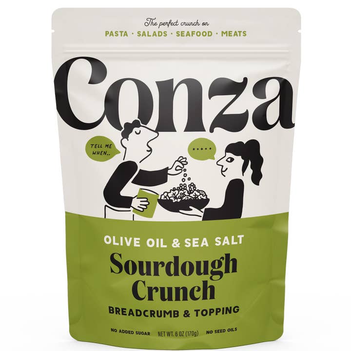 Conza Sourdough Crunch Breadcrumbs - Vente Mélange pour pain - Huile d'olive et sel de mer - Chapelure croquante au levain - 6 oz0