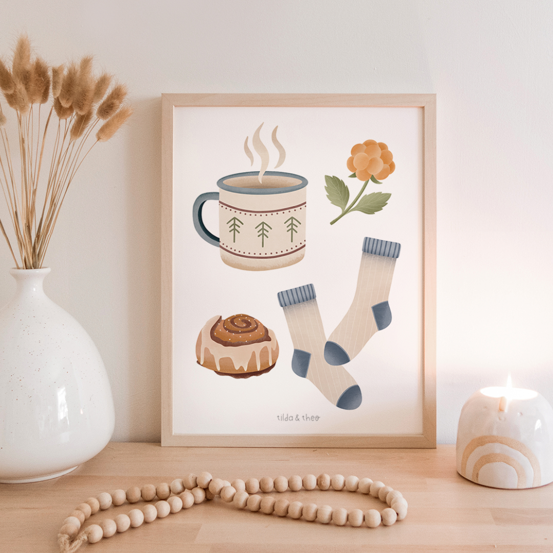Tilda&Theo - Wholesale Poster - Poster Hygge Norway cozy art print cinnamon roll5