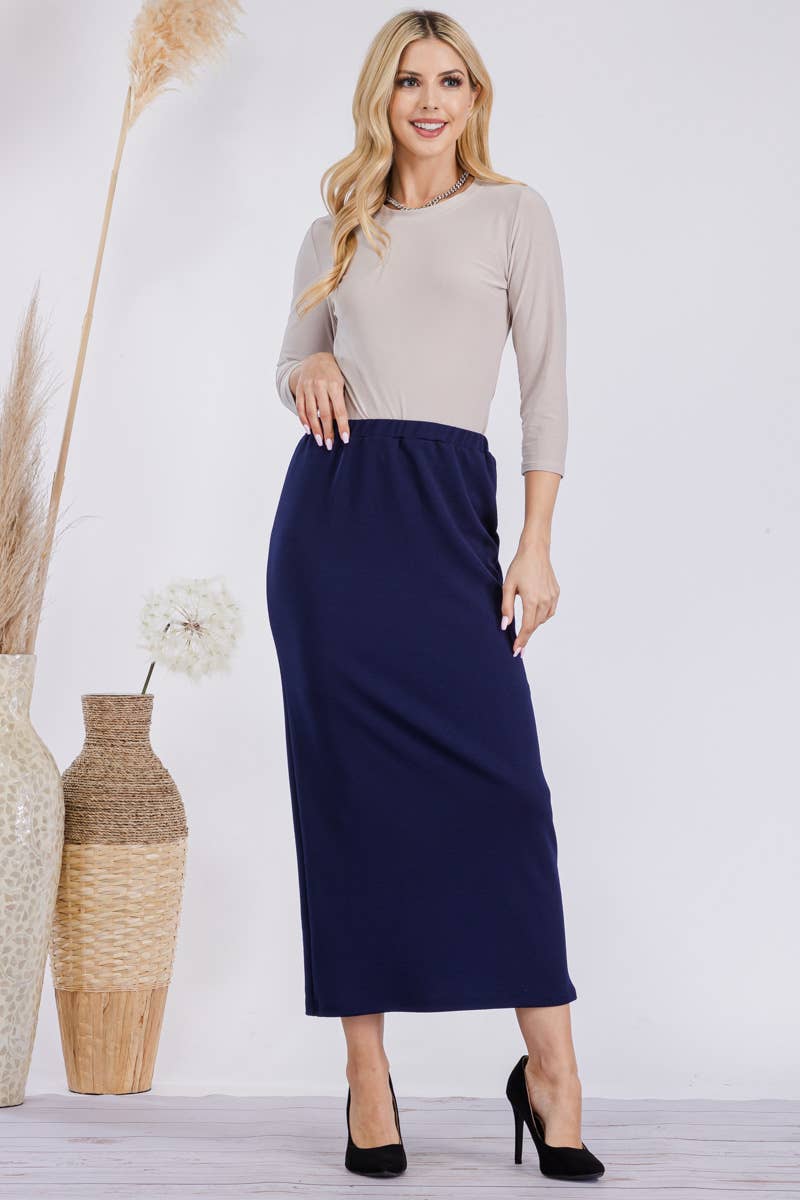 Celeste Clothing - Wholesale Skirt - Women's - CLASSSIC LONG PENCIL SKIRT IN MISSY & PLUS SIZE -CS237703