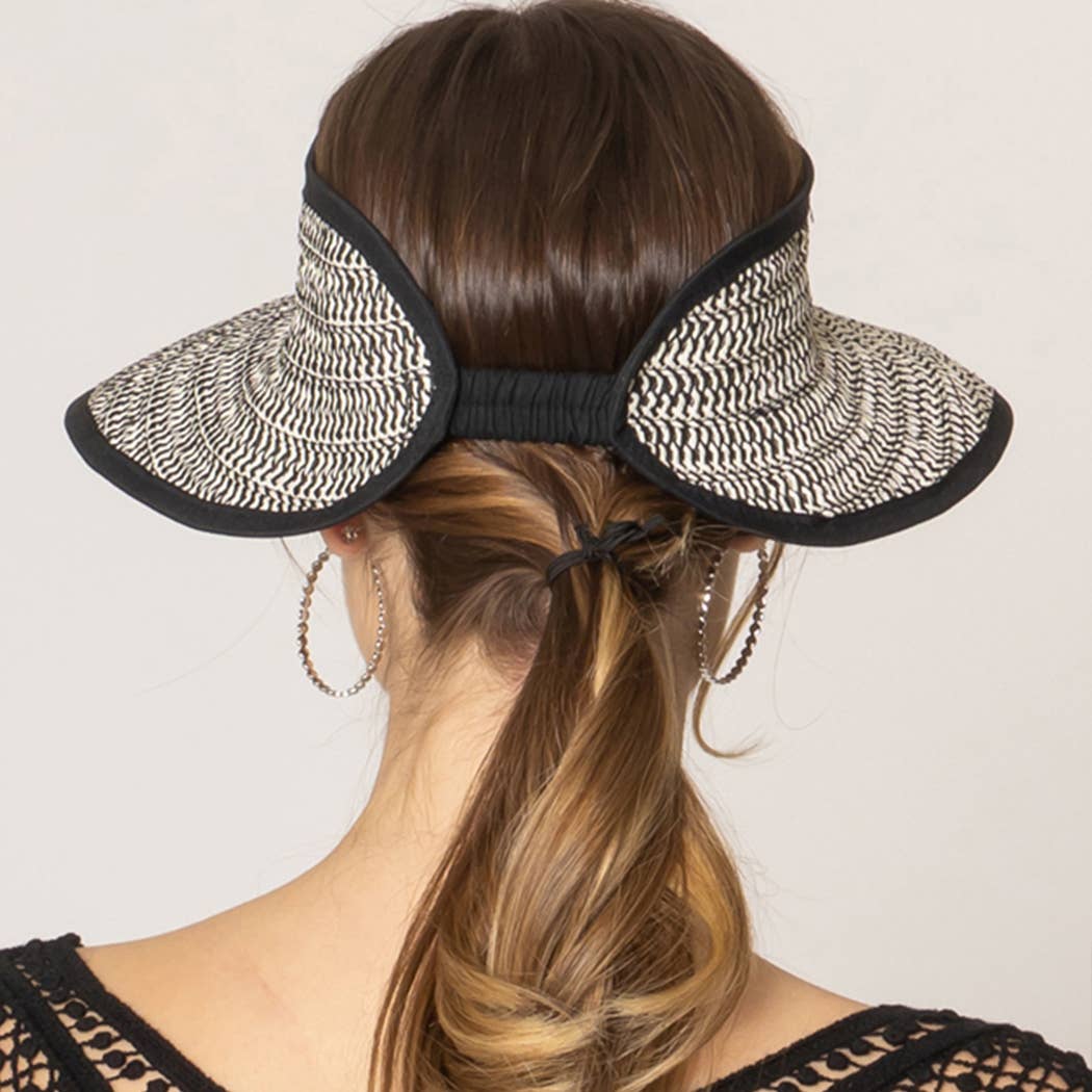 Fashion City - Wholesale Visor - Women's - Two Tone Straw Texture Sun Visor11