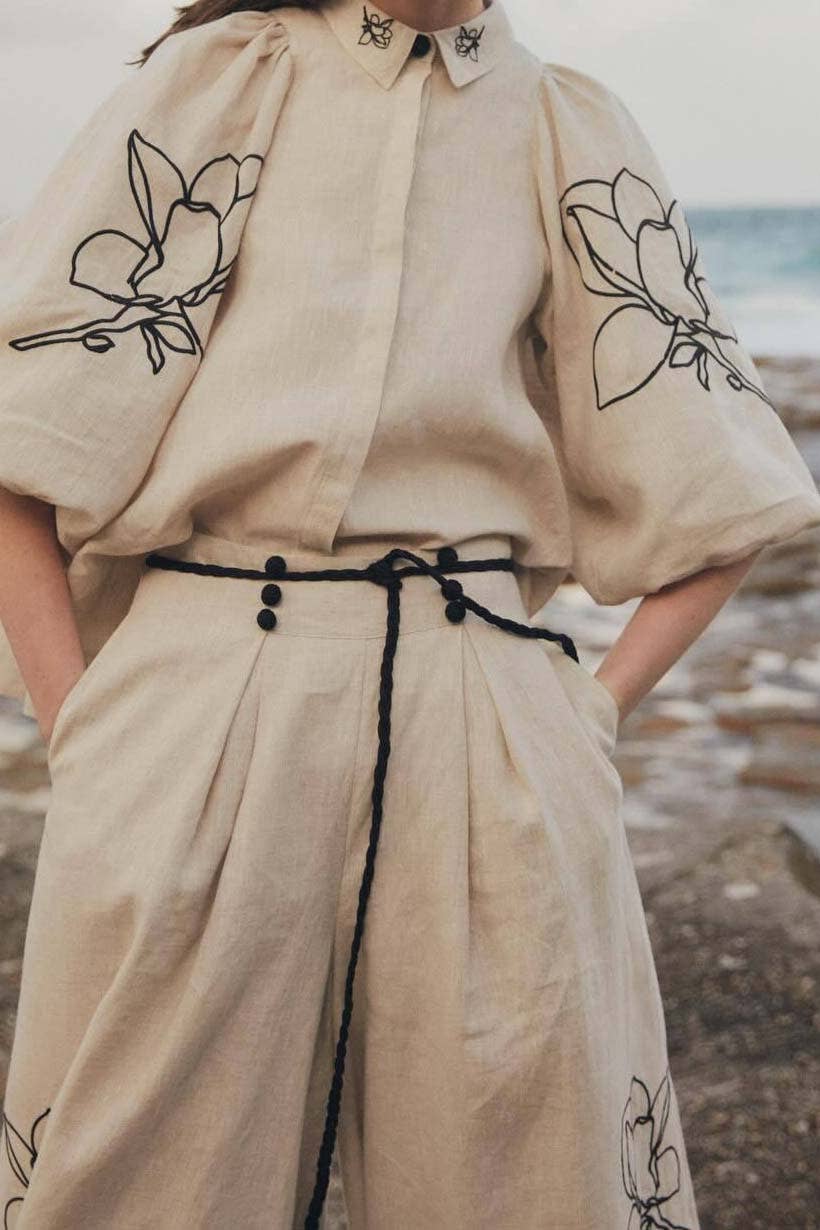 BEIGE Floral Top and Pants Set for wholesale on Faire4