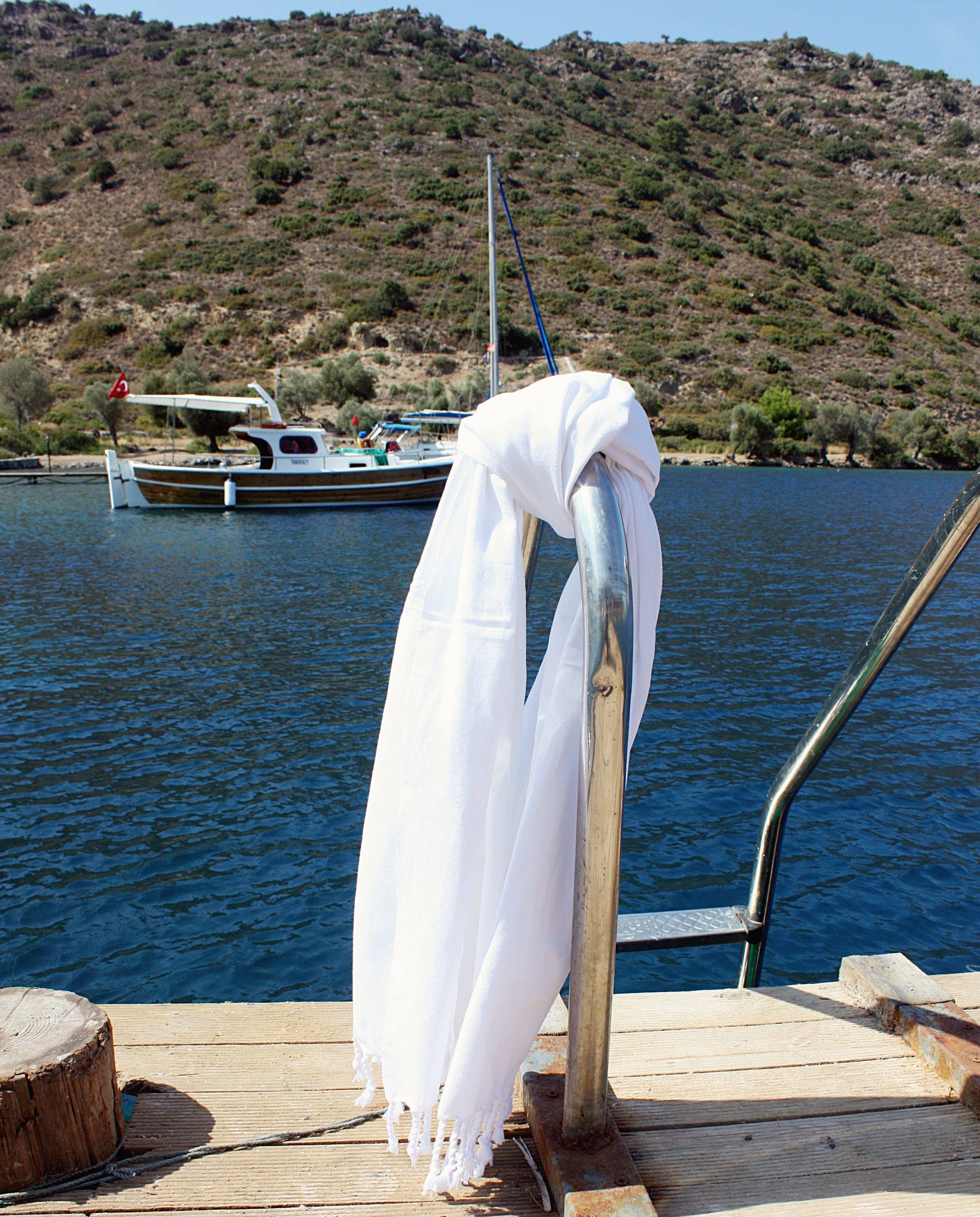 Buld&Co. - Vendita all'ingrosso Telo mare - Asciugamano turco bianco in cotone 100%, telo mare Hammam Fouta Peshtemal6