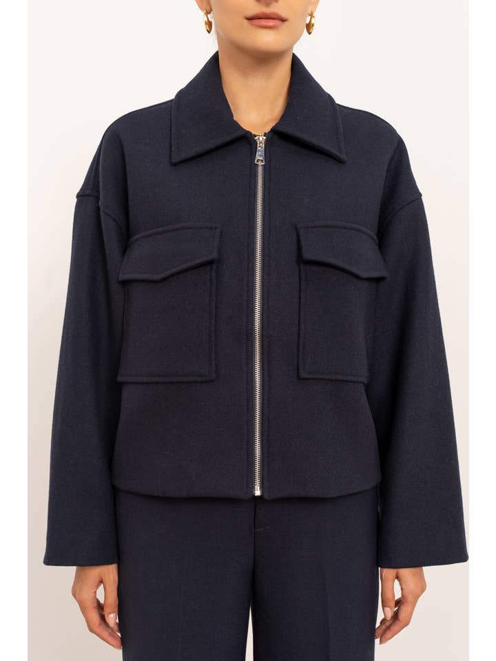 Attentif Paris - Wholesale Jacket - Women's - Structured short jacket in blended wool with patch pockets7