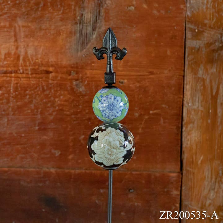 Zaer Ltd. International - Wholesale Garden/Lawn Stake - Tall Garden Stake with Ceramic Sailor Ball and Finial