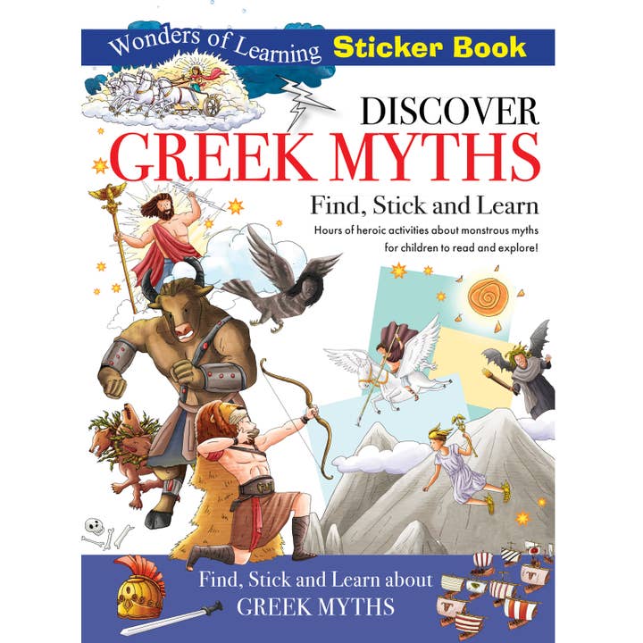 Robert Frederick Ltd – wholesale Sticker – Child & baby – Discover Greek Myths Sticker Book - Find, Stick and Learn