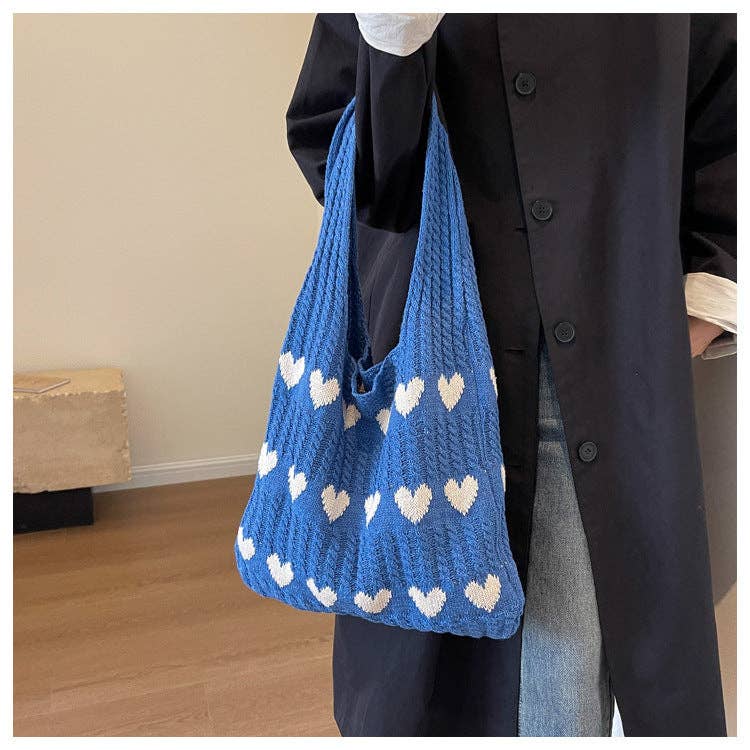 Dipped Shop - Vente Sac porté épaule – femme - Sac à bandoulière en tricot simple Love Print Color Block DPB110313