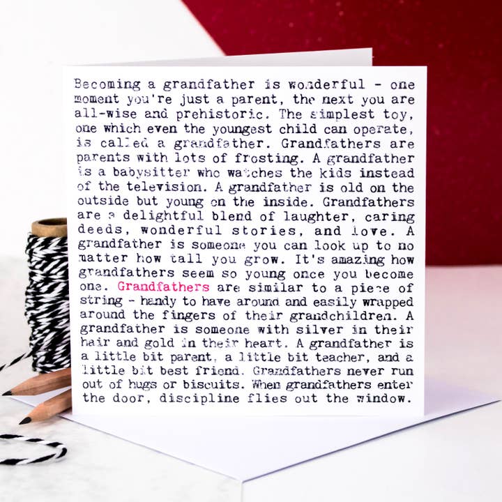 Grandfather Card With Heartfelt Quotes for wholesale by Coulson Macleod (U.S. Duties Paid)