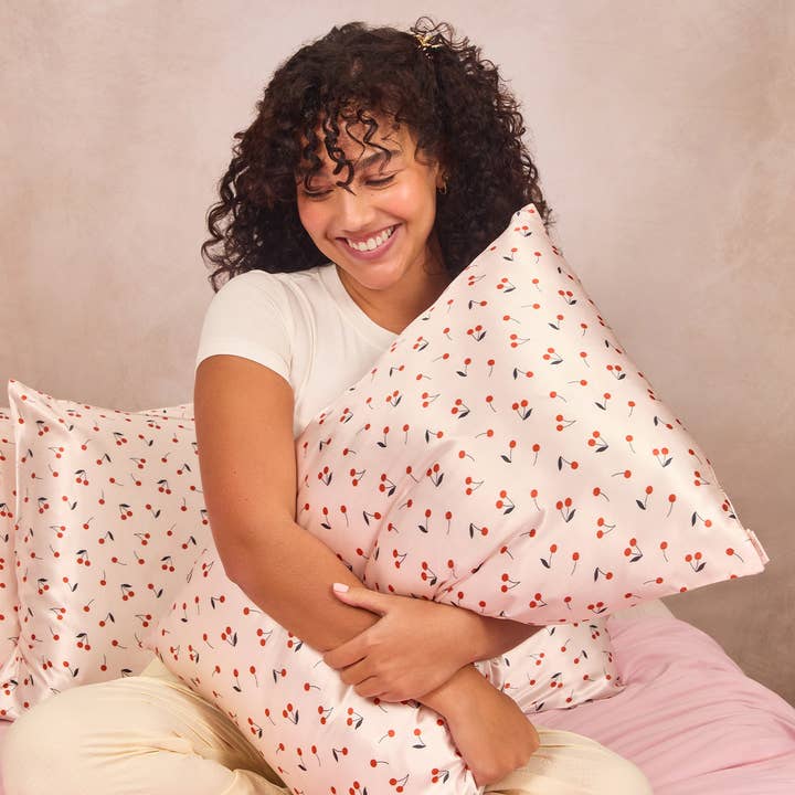 KITSCH - Wholesale Silk/Microfiber Haircare - Satin Pillowcase King - Cherry Print