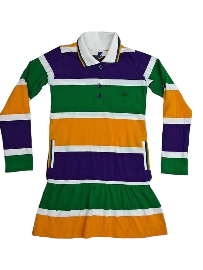 Thick Stripe Rugby Youth Dress for wholesale by Mardi Gras Creations
