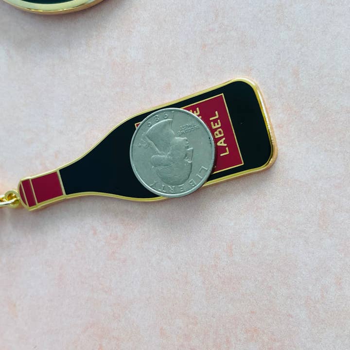 The Silver Spider - Wholesale Keychain - Women's - I like the wine and not the label Enamel Keychain Schitts3