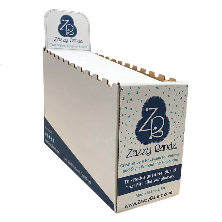 Espositore Zazzy Bandz per 12 fasce per capelli per la vendita all'ingrosso da parte di Zazzy Bandz