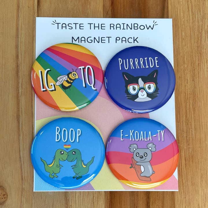 Smaka regnbågen Pride Magnet Pack av puns för wholesale av SKP ink