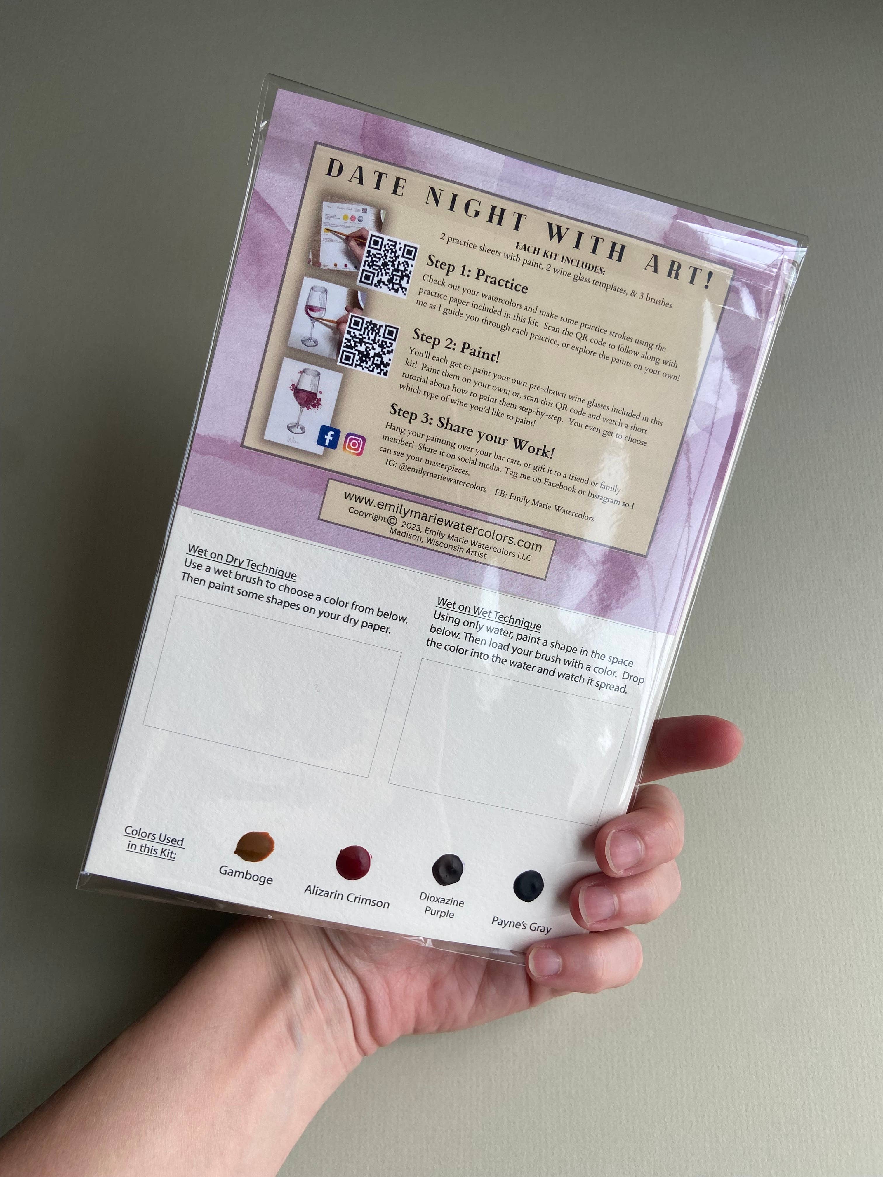 Emily Marie Watercolors - Wholesale DIY Craft Kit - Watercolor Date Night Kit: Wine6