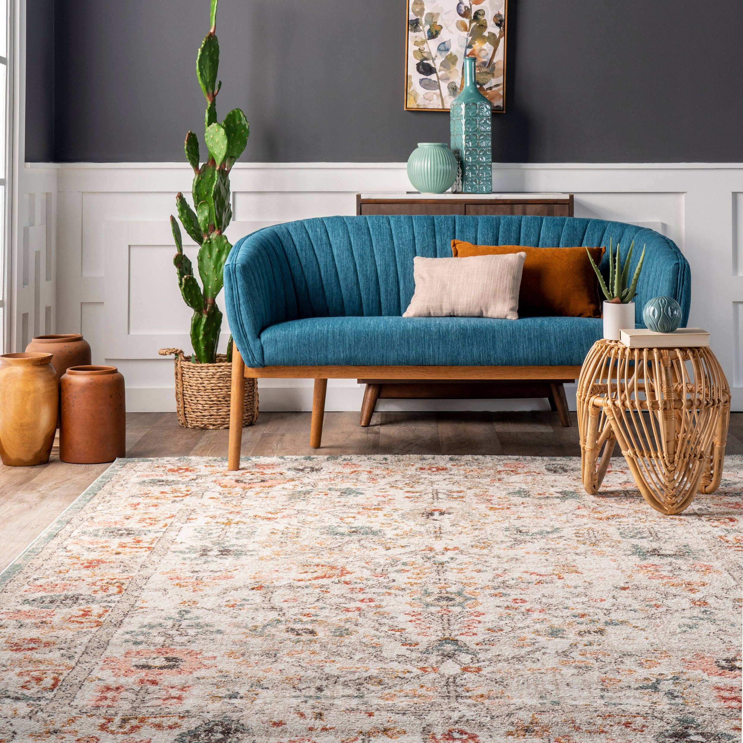 Beige Lenore Vintage Floral Area Rug for wholesale on Faire6