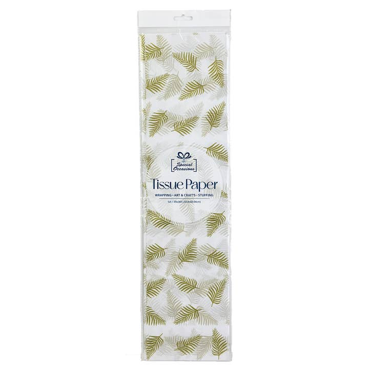 Gold Party Tissue Paper with Leaves Pattern Gold, 5Sheets for wholesale on Faire0