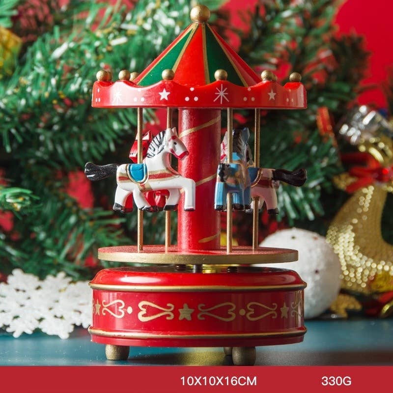 UZ Wholesale Store - Wholesale Christmas Decoration - Wooden Carousel Musical Box Christmas Gift4