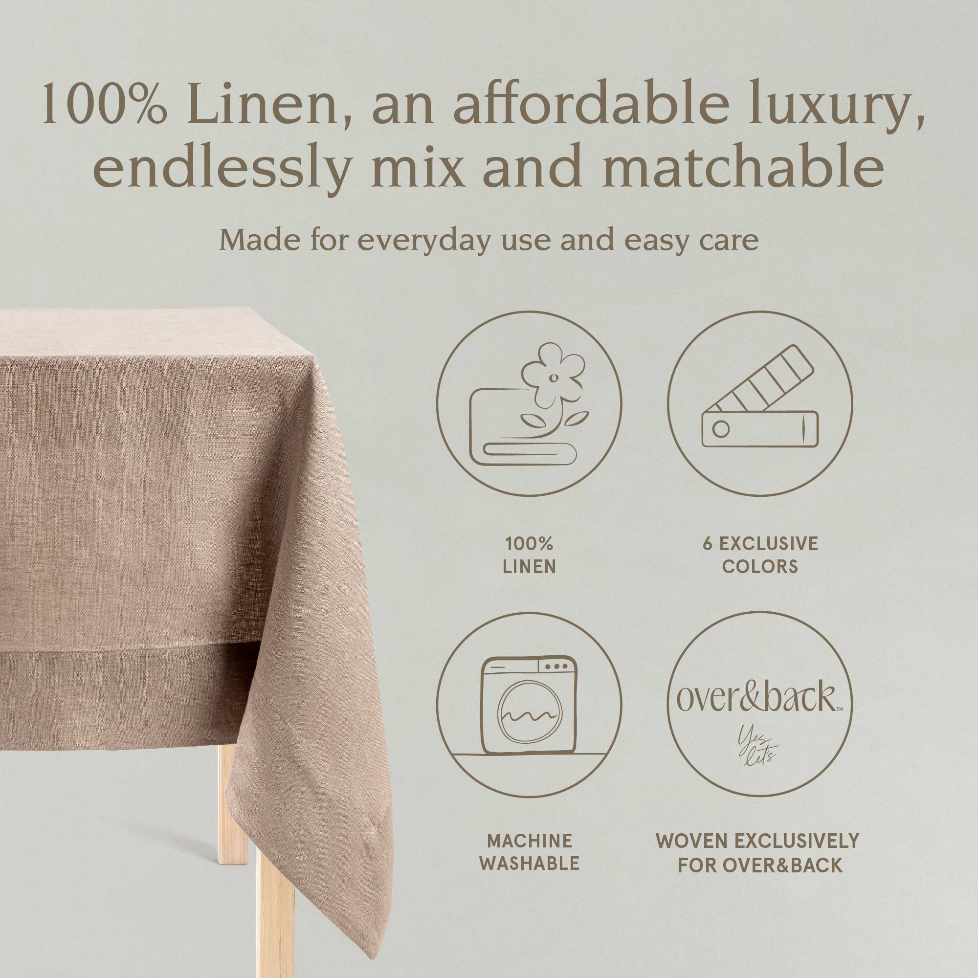 over&back - Wholesale Tablecloth - 100% Linen Tablecloth – 70x1086
