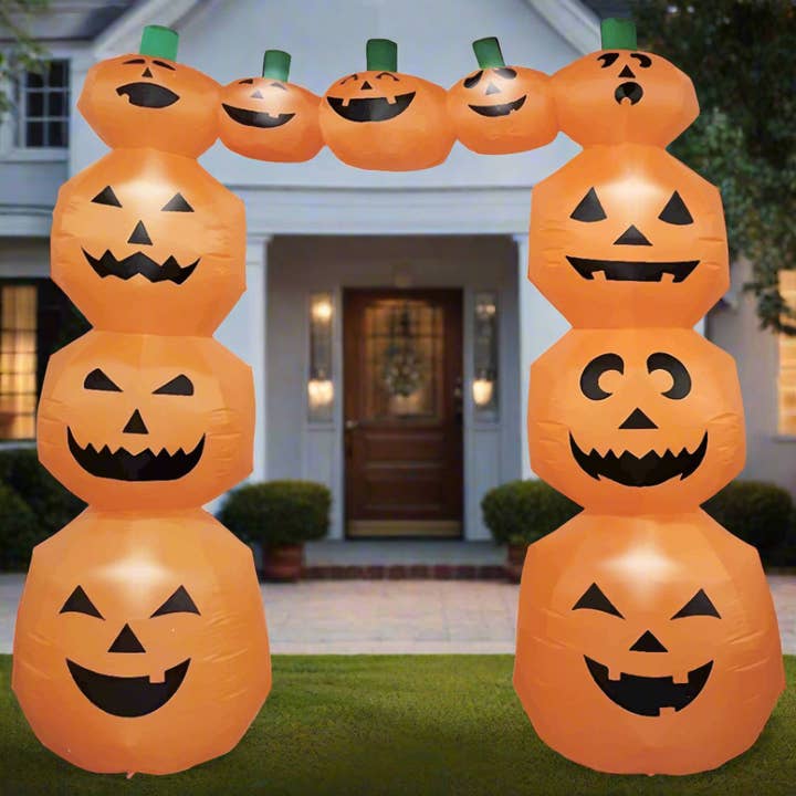 Lexi Home - Wholesale Inflatables - Eerie 8-Foot Pumpkin Arch Outdoor Halloween LED Inflatable