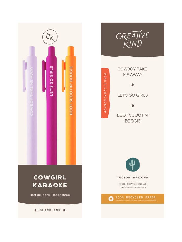 Cowgirl Karaoke Gel Pen Trio voor wholesale door Creative Kind
