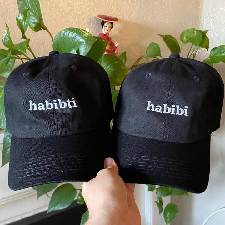 Habibi Habibti Embroidered Arabic Baseball Cap for wholesale by Stitch4pali